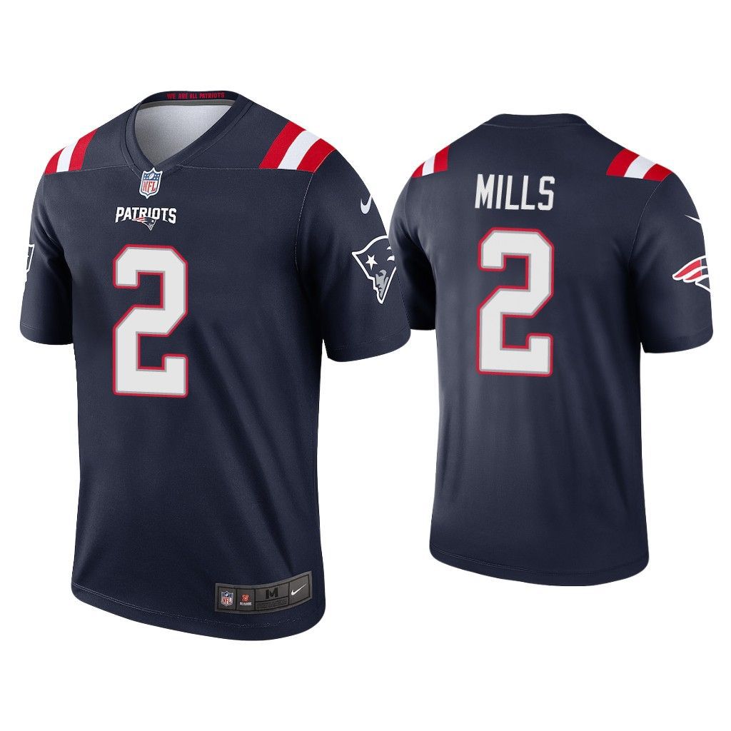 Men New England Patriots #2 Jalen Mills Nike Navy Inverted Legend NFL Jersey